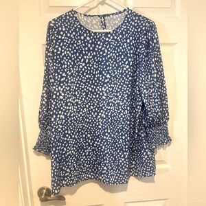 Blue and White Women's Top